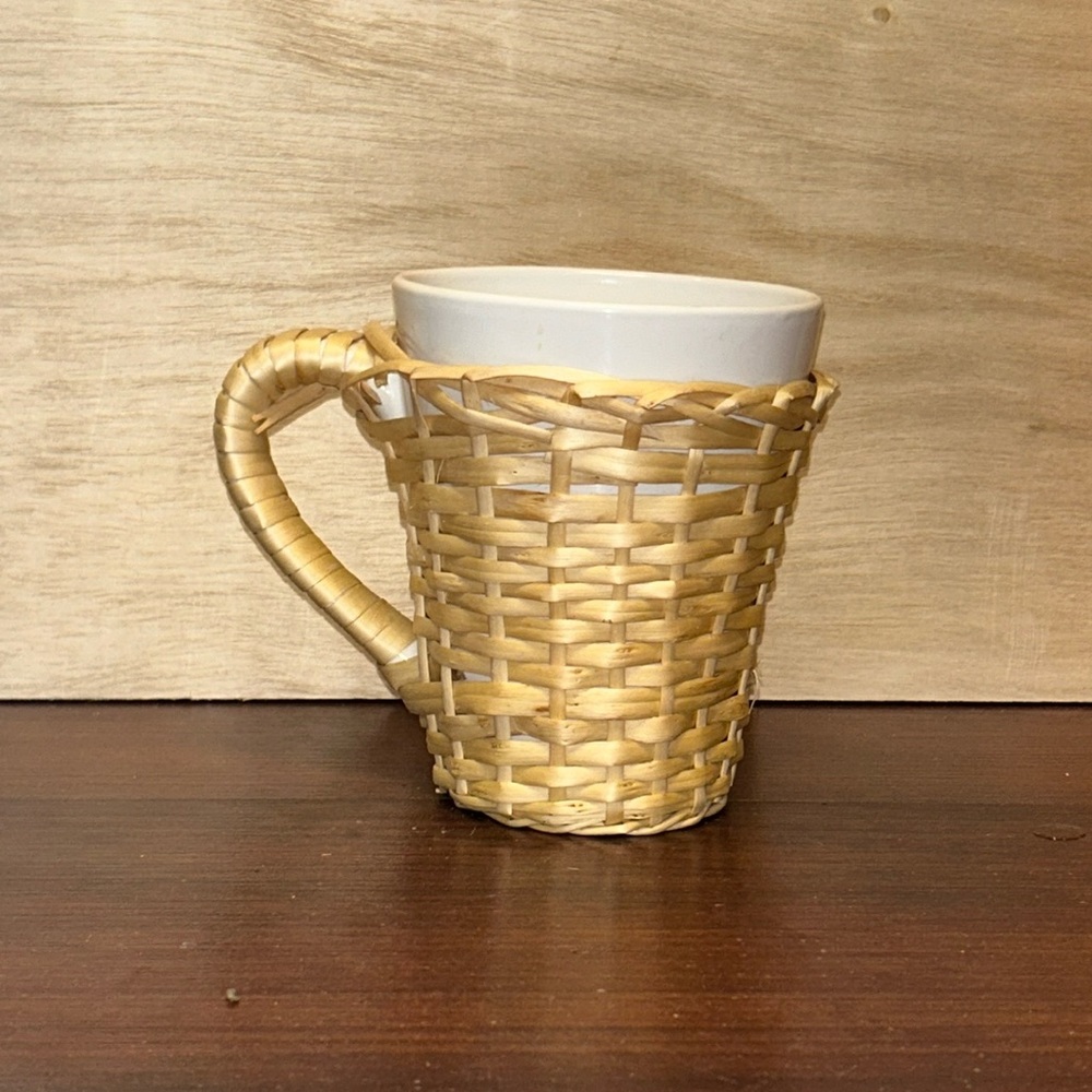Basket Weave Coffee Mug Textured White Cup Large Rustic Farmhouse Drinkware
